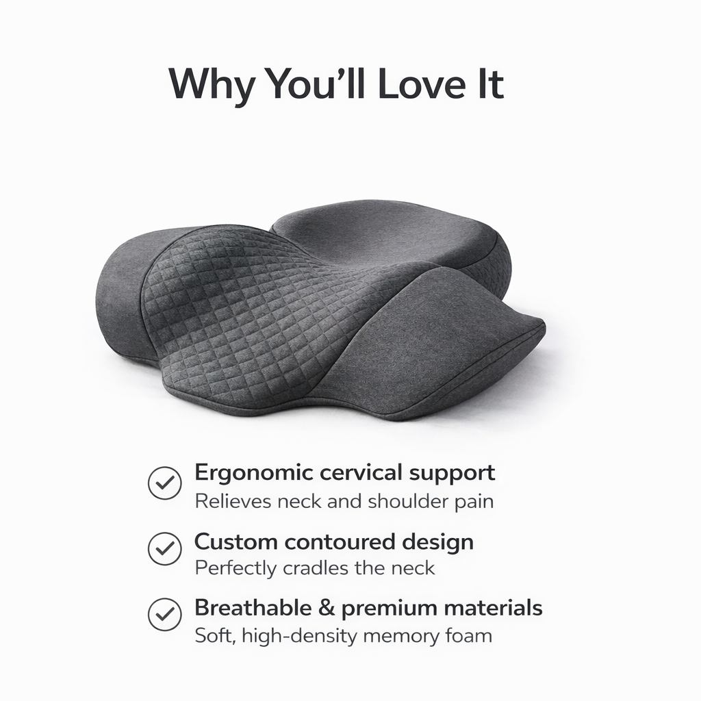 Wake Up Without Neck Pain – Heated Cervical Massage Pillow for Deep Neck & Shoulder Relief